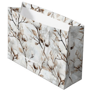 Romantic Pretty White Flowering Tree Christmas Large Gift Bag