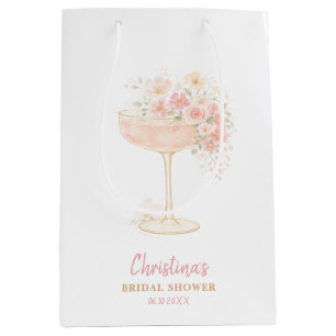 Romantic Prosecco & Petals Bridal Shower Medium Gift Bag