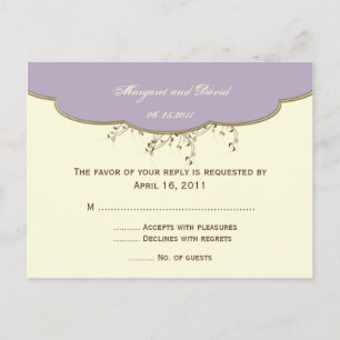 Romantic Purple and Ivory RSVP Postcard