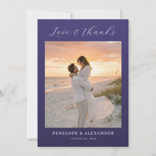 Romantic Purple Beach Photo Thank You Card