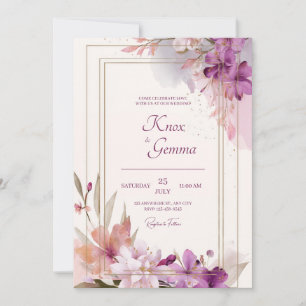 Romantic Purple Blossom Floral Wedding  Invitation