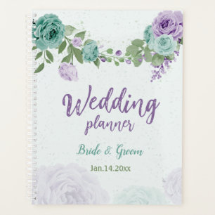 romantic purple blue flowers  greenery wedding planner