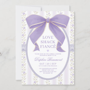 Romantic Purple Bow Loveshack Fiancé Bridal Shower Invitation