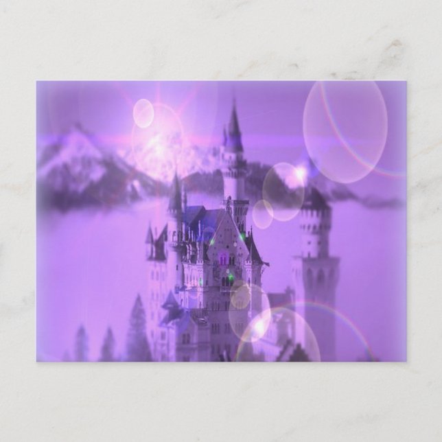 Romantic purple castle gothic wedding postcard (Front)