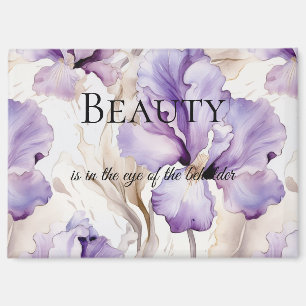 Romantic Purple Cream Iris Floral Beauty Quote Magnet
