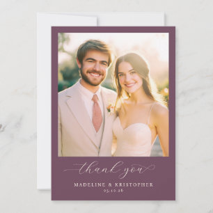 Romantic Purple Elegant Photo Thank You Card