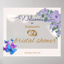romantic purple floral bridal shower welcome sign