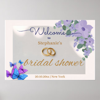 romantic purple floral bridal shower welcome sign