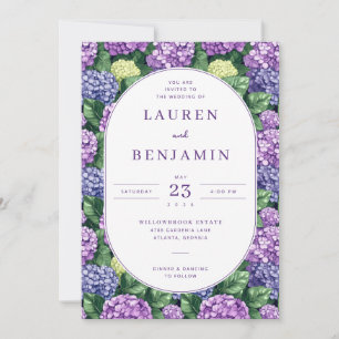 Romantic Purple Floral Hydrangea Border Invitation