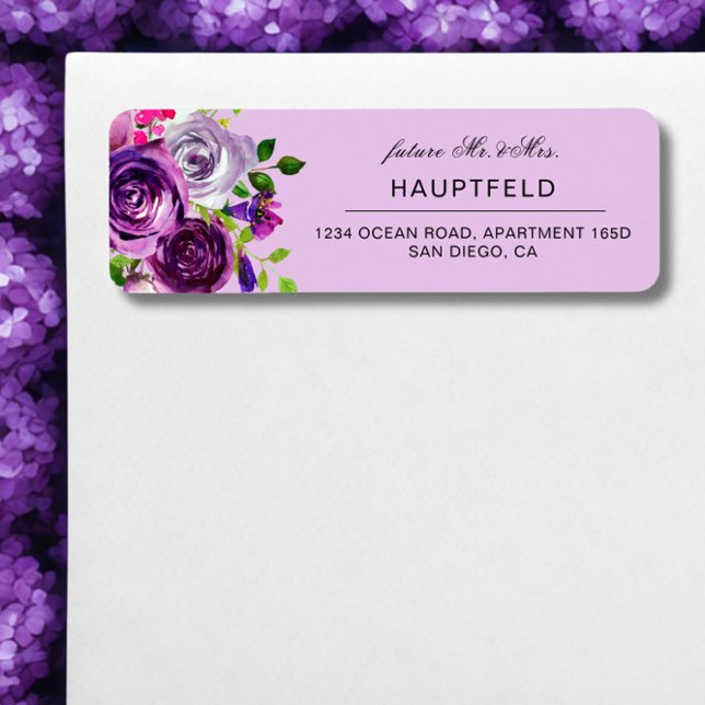 Romantic Purple Floral Return Address Label (Creator Uploaded)