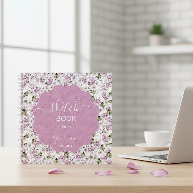 Romantic Purple Floral Sketchbook Notebook (Creator Uploaded)
