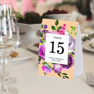 Romantic Purple Floral Wedding Table Number