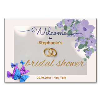 romantic purple floral welcome table number