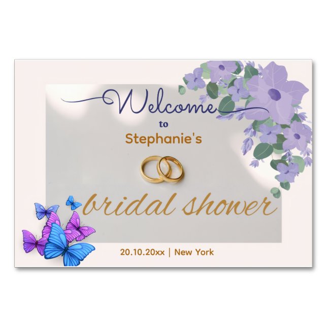 romantic purple floral  welcome table number  (Front)