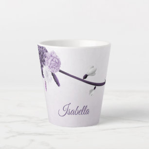 romantic purple flowers botanical  latte mug