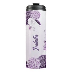 romantic purple flowers botanical  thermal tumbler