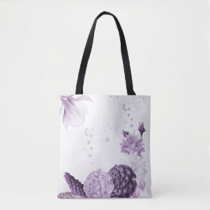 romantic purple flowers botanical  tote bag