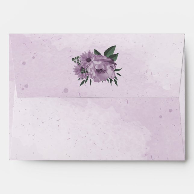 romantic purple flowers botanical wedding envelope (Back (Top Flap))