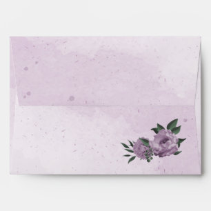 romantic purple flowers botanical wedding envelope
