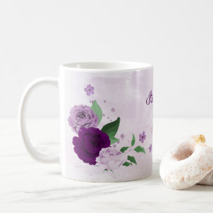 Romantic purple flowers greenery  coffee mug