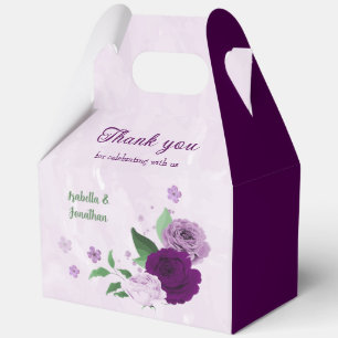 Romantic purple flowers greenery favour box