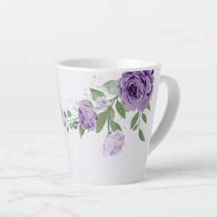 romantic purple flowers greenery latte mug