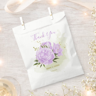 Romantic purple flowers greenery wedding favour bag