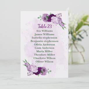 Romantic purple flowers seating chart card