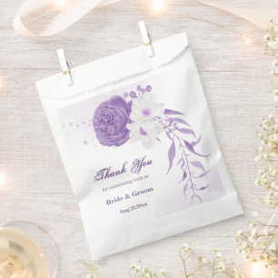 Romantic purple flowers wedding favour bag