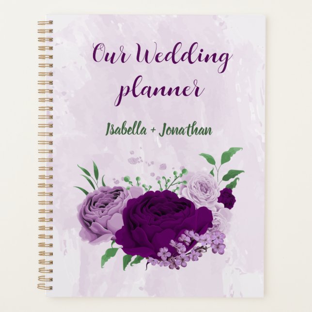 Romantic purple flowers wedding planner (Front)