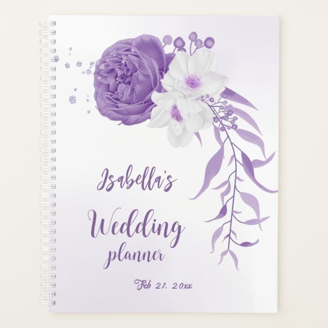 Romantic purple flowers wedding planner (Front)