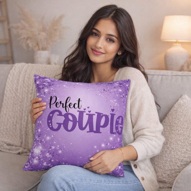 Romantic Purple Glitter Love Quote Cushion (Creator Uploaded)