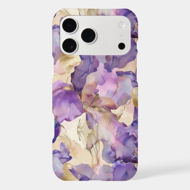 Romantic Purple Gold Iris Floral  (Back)