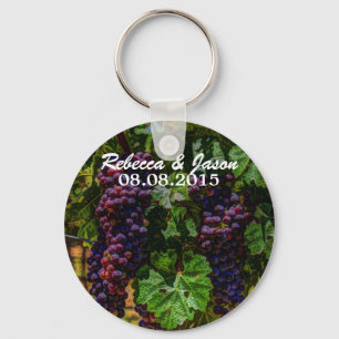 romantic purple Grapes vineyard winery wedding Key Ring