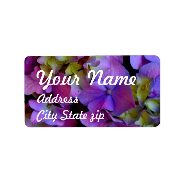 Romantic purple Hydrangeas Label (Front)