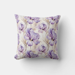 Romantic Purple Iris Floral   Cushion