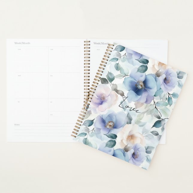 Romantic Purple Lavender Blue Cream Floral Planner (Display)