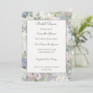 Romantic Purple Lavender Floral Bridal Shower Invitation