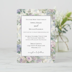 Romantic Purple Lavender Floral Wedding Invitation