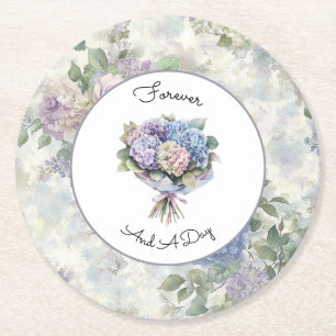 Romantic Purple Lavender Floral Wedding Round Paper Coaster