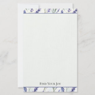 Romantic Purple Lavender Flowers Stationery
