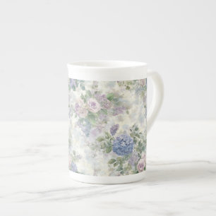 Romantic Purple Pink Flowers Bone China Mug