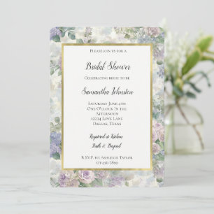 Romantic Purple Pink Flowers Bridal Shower Invitation
