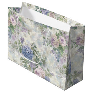 Romantic Purple Pink Flowers Bridal Shower Large Gift Bag