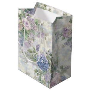 Romantic Purple Pink Flowers Bridal Shower Medium Gift Bag