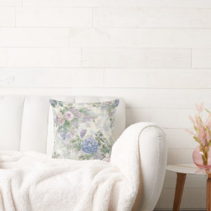 Romantic Purple Pink Flowers Cushion