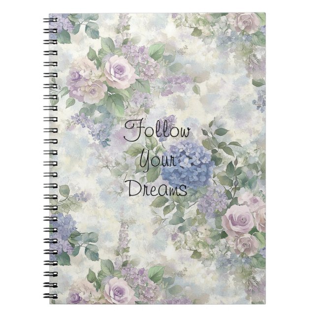 Romantic Purple Pink Flowers Notebook (Front)