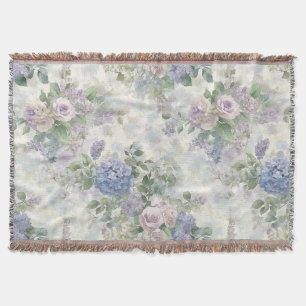 Romantic Purple Pink Flowers Throw Blanket