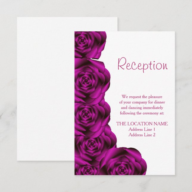 Romantic Purple Rose Border Wedding Reception Invitation (Front/Back)