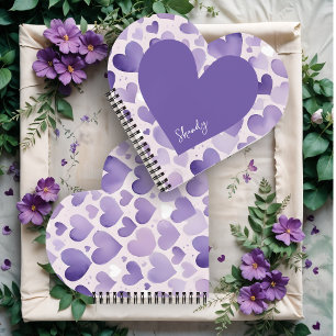 Romantic Purple Shades Watercolor Effect Hearts Notebook